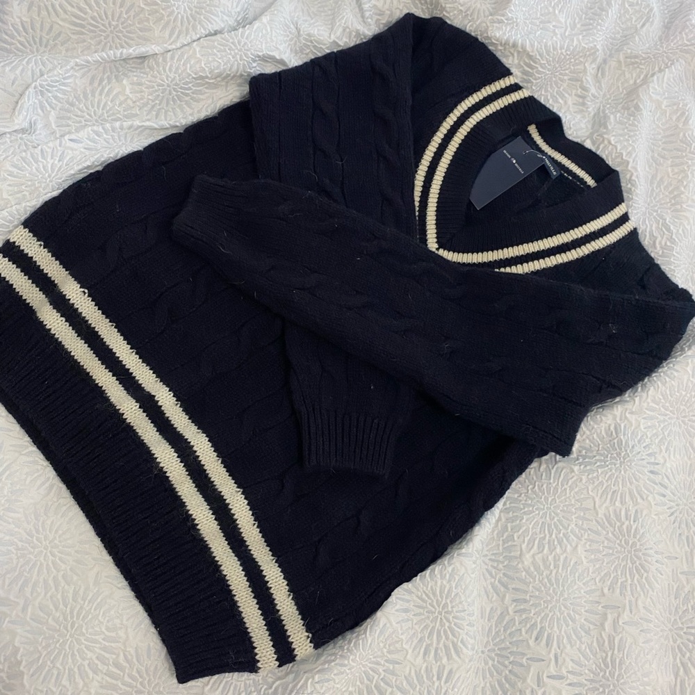 Brandy Melville Navy Cabel Knit Wool Nikki Sweater (one size)